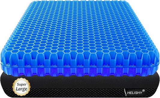 Gel Seat Cushion for Long Sitting Pressure Relief(Super Large & Thick) - Gel Cushions for Office Chairs - Tailbone Pain Relief Cushion, Sciatica & Back Support, Wheelchair Cushions & Car Seat Cushion