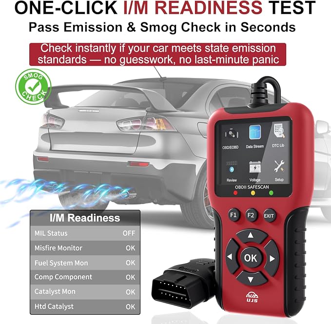 2026 Enhanced Universal OBD2 Scanner, Check Engine Code Reader - 65000+ Fault Codes, Live Data, I/M Readiness, Battery Voltage Check, Read & Clear Error Codes for All OBDII Protocol Car 1996+(Red)