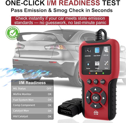 2026 Enhanced Universal OBD2 Scanner, Check Engine Code Reader - 65000+ Fault Codes, Live Data, I/M Readiness, Battery Voltage Check, Read & Clear Error Codes for All OBDII Protocol Car 1996+(Red)