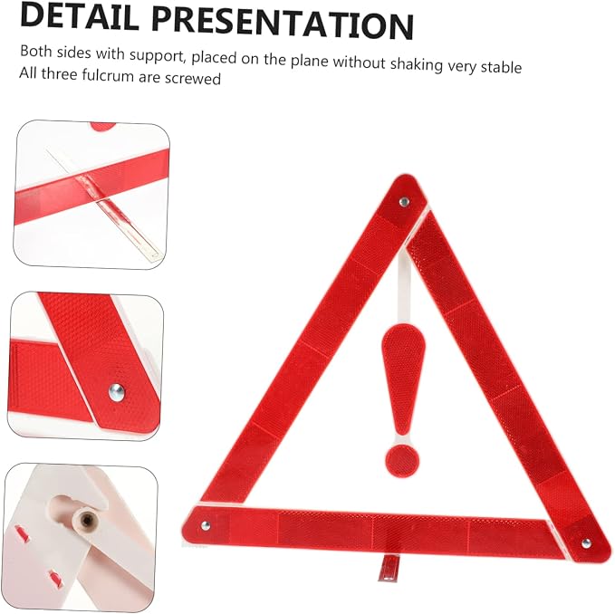 Mobestech 2pcs Car Warning Triangle Kit Reflective Emergency Signs for Vehicles Portable Tripod Warning Signs