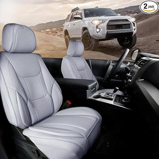 Coverland Custom Fit Car Seat Covers for SUV Compatible with [2024-2026 Chevy Traverse] Premium Car Seat Cover Water Resistant Leather Non-Slip Interior Protector [Front Gray - Size Chart A15]
