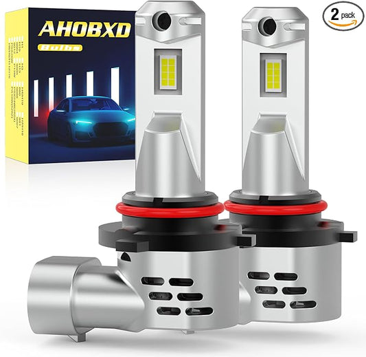 AHOBXD 9005 Light Bulb, 6500K White with Fan Cooling Upgraded Super Bright 900% 60000LM Brightness Real 1:1 Halogen Size 80000Hours Lifespan 9005/HB3 Car Fog Lights Pack of 2