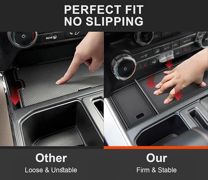 Center Console Organizer for F150 2021-2026 / Lightning XLT 2022-2024 with Rubber Liners and USB Hole Keep Clean and Organized Deep Center Console tray Perfect for F150 Right in Front Shifter|Upgrade|