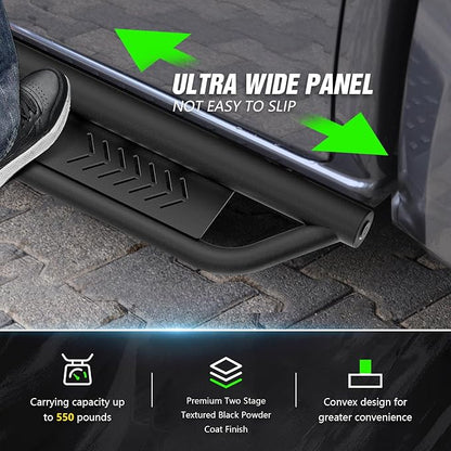 Running Boards Compatible with 2007-2018 Jeep Wrangler JK JKU Unlimited 4 Doors, Heavy-Duty Steel Nerf Bars Two Stairs Design Side Steps Bolt-on Step Plates Rock Sliders Rail