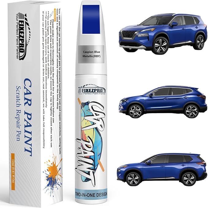 RBY Caspian Blue Metallic Touch Up Paint for Nissan, Exact Color Match Car Paint Scratch Repair Remover Pen Kit Quick & Easy Fix Vehicle Chips and Automotive Nicks Scuff