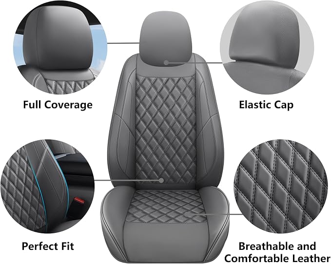 F150 Seat Covers, Custom Ford F150 Truck Seat Cover Fit for 2015-2025 F150 and 2017-2025 F250 F350 F450 Super Duty Crew Cab XL XLT Lariat King Ranch Platinum (Grey, Front and Rear(5 Seats))