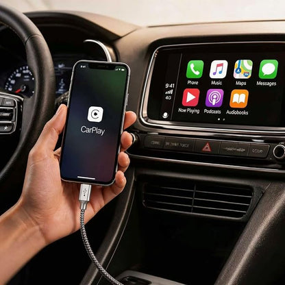 2-in-1 Wireless CarPlay & Android Auto Adapter+ 3FT Gray USB-A to USB-C Car Carplay Cable