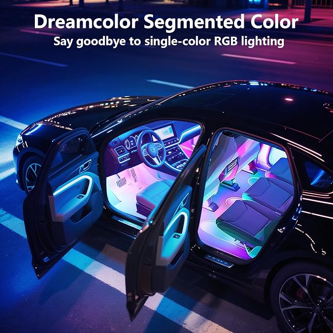 Car Led Lights Interior,Car Ambient Lighting,Inside Lights for Car,APP Control 16 Million Colors Music Sync,DIY Mode Multicolor Led Lights for Car Interior,Trucks,SUVs,12V USB Power