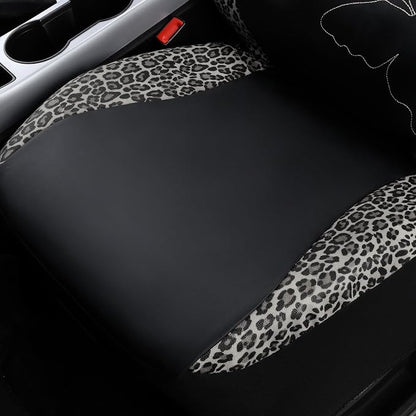 Flying Banner Butterfly car seat Covers ful Set Fashion Universal Lady Woman Female Rear Bench Split Colorized (Full Set - Faux Leather, Leopard Gray)