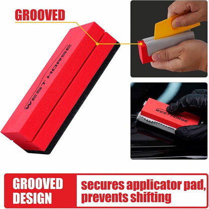 18PC Ceramic Coating Applicator Kit | 6 Foam Sponge Blocks, 12 Suede Cloths, For Paint, Glass, Wheels, Wax & Sealant Application