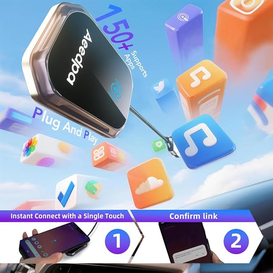 Android auto Wireless Adapter - 5GHz WiFi Plug & Play Dongle for Factory Wired Cars, Instant Connection for Android 10+, Auto-Links in 10s, Wide Compatible with Cars/Trucks 2015+