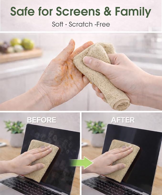 Microfiber Cleaning Cloth Roll - 100 Pack Tear Away Microfiber Paper Towels, Reusable, Washable, Scratch-Free, Kitchen Towels for Car, Home, Kitchen, Glass, Dishes(Desert Gold)