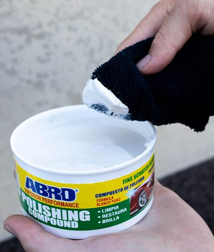 ABRO Polishing Compound 10 oz — Car Polish & Scratch Remover for Vehicles, Swirl Marks, Oxidized Paint, Scuffs, Buffing, Gloss Restoration & Auto Detailing