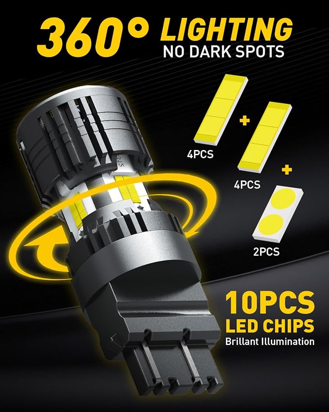 AUXITO CANBUS 3156 3157 LED Bulbs White 4000LM Super Bright 3056 3457 4057 4157 with Built-in Resistor for Reverse Backup Parking Daytime Running Turn Signal Lights, Pack of 2
