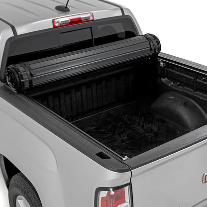 Rough Country Hard Roll-Up Tonneau Cover for Chevy Colorado & GMC Canyon (2015-2022) - Aluminum Truck Bed Cover, Fits 5'7 Bed