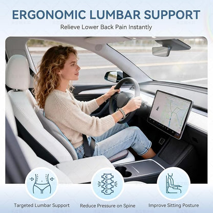 Large Lumbar Support Pillow for Office Chair, Ergonomic Low Back Support Promotes Back Pain Relief, Memory Foam Lumbar Pillow Cushion for Car, Sofa, Adjustable Strap Breathable Cover, Grey