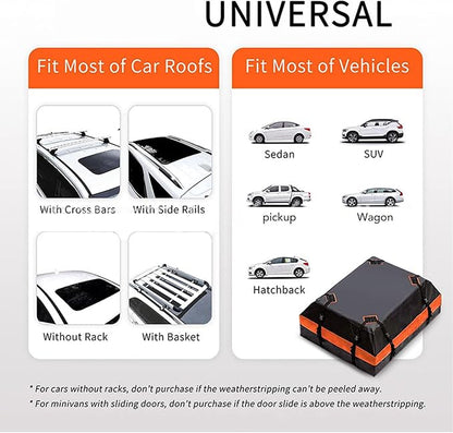 Durable Car Rooftop Cargo Carrier Bag, Universal Fit for All Vehicles with or Without Rack, Includes Non-Slip Mat, Luggage Lock, 4 Door Hooks, Storage Bag