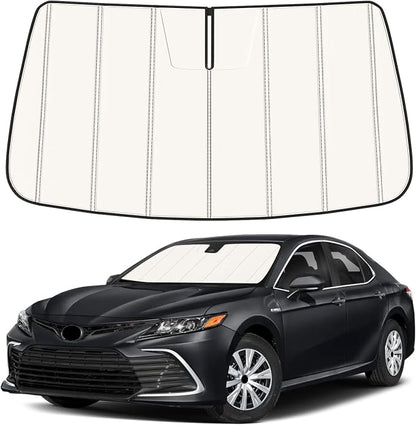 Windshield Sun Shade for Toyota Camry 2018-2024, Front Window Visor Accessories, Folding Design Blocks Heat & UV Rays Maintain Cool Interior and Save Space