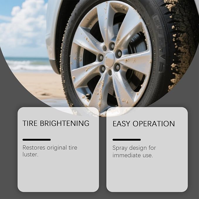 Rubber Finish Enhancer, Automotive Tire Polishing Spray, Quick Shine with Hydrophobic Layer, Long Lasting Wheel Treatmentz, Minimal Clean Style, Motorcycle Truck Use for Detailing