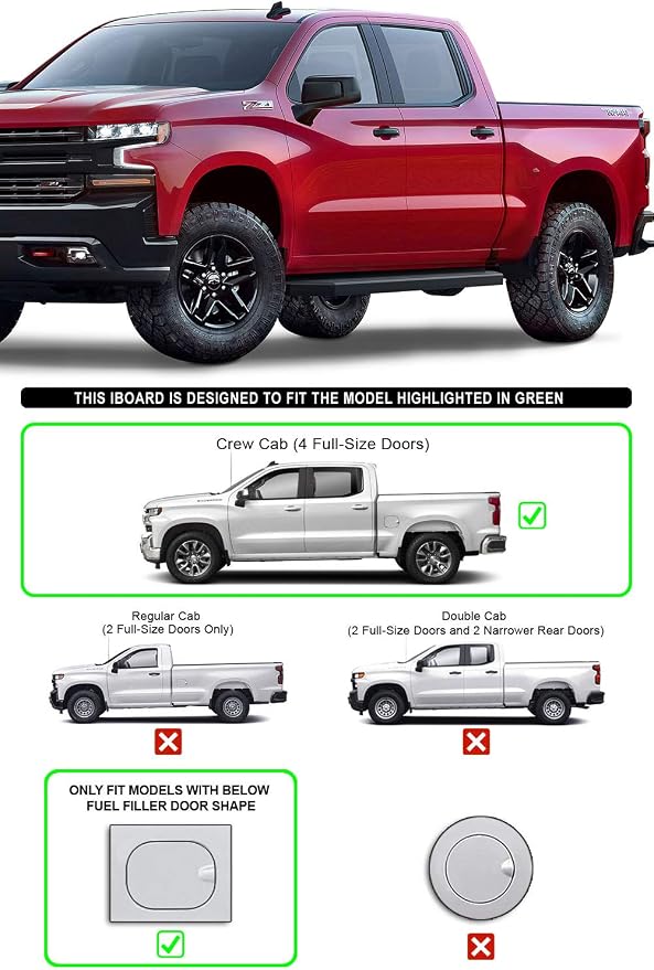 APS 6in (Black Stainless Steel Flat) Running Boards Compatible with Chevy Silverado GMC Sierra 1500 2019-2026 Crew Cab & 2500 HD 3500 HD 2020-2026 (Silverado 1500 LTD Sierra 1500 LD 2022)