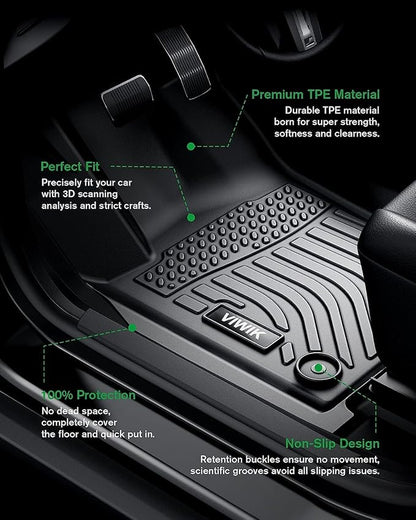 VIWIK Floor Mats for Kia Sorento 2021-2024 NOT Hybrid 6/7 seat, Car Mats All Weather Protection Custom Floor Liners 1st/2nd/3rd Row, Car Accessories for Sorento NOT Hybrid TPE Odorless Non-Slip