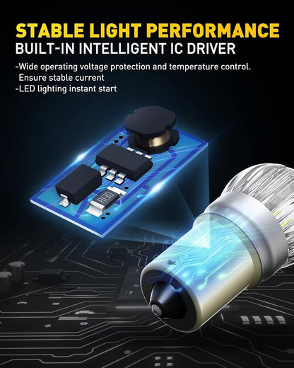 AUXITO 1156 LED Bulb White, 400% Brighter 1:1 Size, 7506 BA15S 1141 P21W 1003 LED Lights for Reverse Backup Light, DRL, Tail Brake Signal Lights, Parking Light, Side Marker Light, Pack of 2