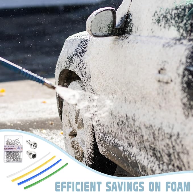 4 Pcs Cuttable Foam Suction Tube Foam Cannon Straw and 2 Pcs Stainless Steel Filter Balls for Most Foam Guns, High Pressure Car Wash Machines,Adaptation Tools