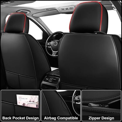 Seat Covers Fit for Nissan Rogue 2015-2026, Breathable and Comfortable Leather Car Seat Cover, Deluxe Waterproof Cushion Cover Auto Interior Accessories (Black Red)
