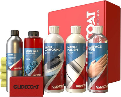 Marine Ceramic Coating Kit - Complete Boat Detailing Supply Kit with Marine Ceramic Coating, Nano Polish, Nano Compound, Nano Wash and Surface Wipe