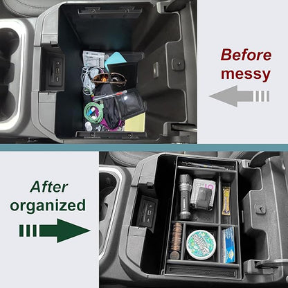 PIMCAR Center Console Organizer for 2019-2022 Chevy Silverado 1500/GMC Sierra 1500 & 2020-2023 Silverado/Sierra 2500HD/3500HD | Full Console Bucket Seats Only | Black Interior Trim Accessory