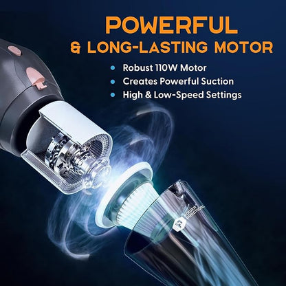 Power Practical Handheld Cordless Vacuum Cleaner, Rechargeable Portable Car Vacuums W/Strong Suction, Bag & Attachments, Small Vac Cleaner for Car, Couch, Home, Car Suction Cleaner