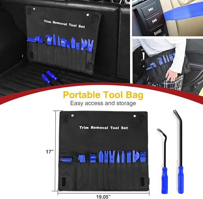 GOOACC 13PCS Nylon Trim Removal Tool Set for Bumper Fastener Rivet Clips Car Clip Panel Audio Video Dashboard Dismantle Blue
