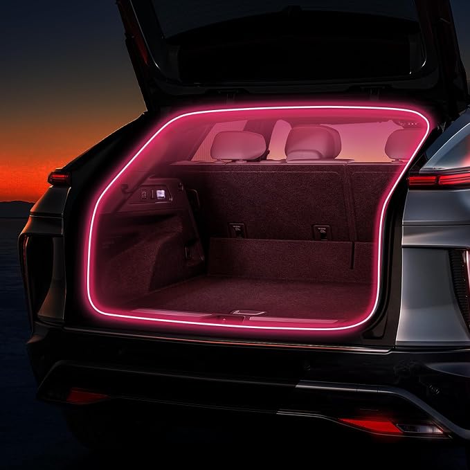 HOLDCY Car LED Strip Lights - Trunk Cargo Ambient Lighting, Pink 10000K, 177.16 inches Flexible Cuttable LED Light Strip, Easy Install, Waterproof, Universal Fit for Car Trunks, SUVs, and Vans
