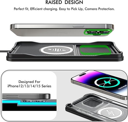 Wireless Car Charger,LANSEMKU Car Wireless Chargers Charging pad Non Slip 15w Fast Charger for Car Wireless Phone Charger for iPhone 16/15/14/13/12 Pro Max,Samsung for Android (Black-100cm Cable)
