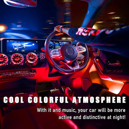 Wevdn Car Interior LED Strip Light, 12V 24 LED Waterproof Neon Ambient Night Light with USB Port, Automotive Atmosphere Decorative Under Dash Lighting Kit, Car Accessories (Red)