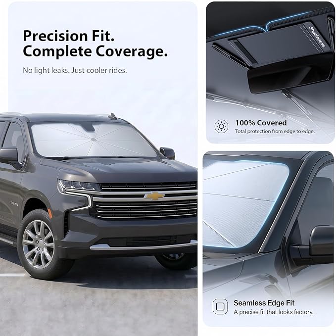 Windshield Sun Shade Umbrella for Chevrolet Colorado [Precision Custom Fit, Superior UV & Heat Block] Cooling Tech Fabric, Durable Foldable, Fits 2004-2012, 2015-2026