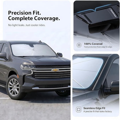 Windshield Sun Shade Umbrella for Chevrolet Colorado [Precision Custom Fit, Superior UV & Heat Block] Cooling Tech Fabric, Durable Foldable, Fits 2004-2012, 2015-2026