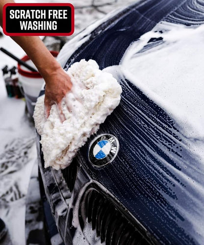 Adam's Polishes 10 Professional Wool Wash Pad - Plush Synthetic Car Wash Pad is Gentle On Auto Paint Without Worry of Scratches or Swirls - Car Soap & Wax Safe Detailing Tool for Car or Truck