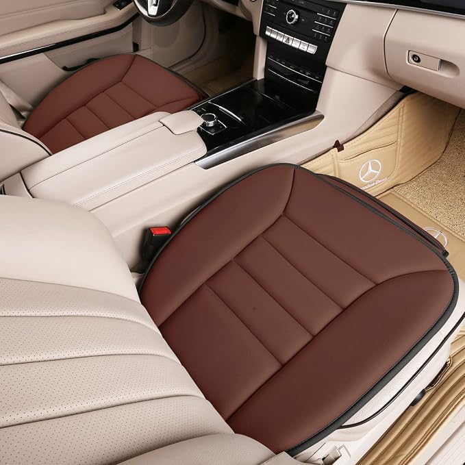 Lofty Aim Premium Car Seat Cushion, Driver Cushion with Comfort Memory Foam & Non-Slip Rubber Bottom, Car Seat Pad Works with 95% of Vehicles and Office Chair or Home (Brown)