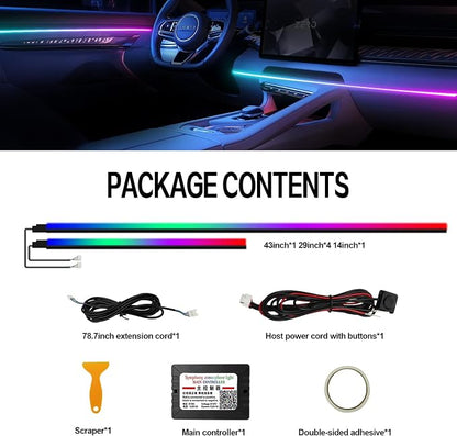 Dreamcolor Acrylic Interior Car Lights, WEBUPAR Car Accessories 2 in 1 Car LED Strip Lights with APP Control and 213 Modes, Car Center Console Fiber Optic Lights, RGB Neon Light Kits