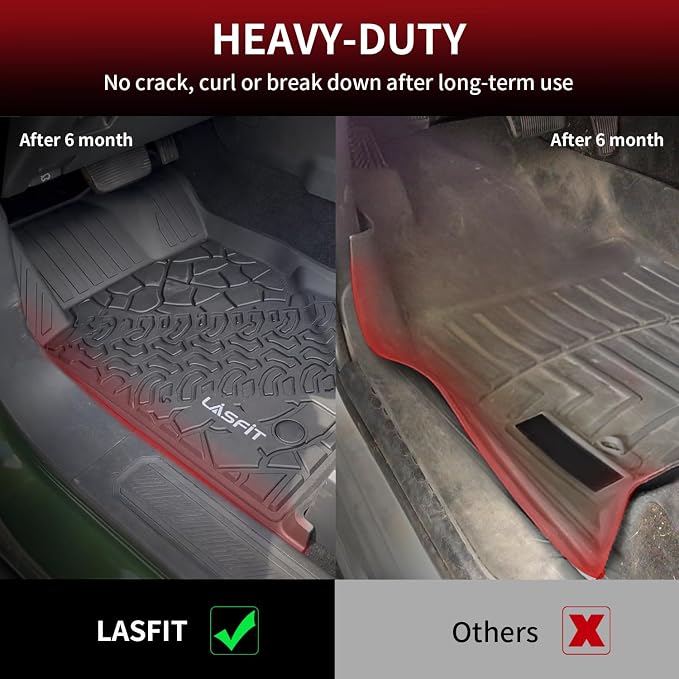 LASFIT Floor Mats & Cargo Liner for Ford Bronco 4-Door Carpet Floor Only 2026 2025 2024 2023 2022 2021 All Weather TPE SUV Trunk Mat Custom Fit Cargo Area Mat, 1st+2nd Row+Trunk Liner Full Set