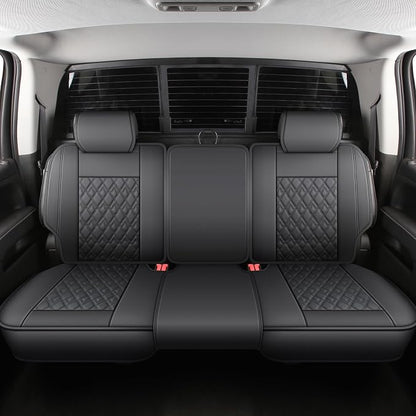 JOJOBAY Chevy Silverado Seat Covers,Leather Seat Covers for GMC Sierra,Custom Fit 2007-2026 1500 2500HD 3500HD Crew Double Extended Regular Cab,LT LZT RST Trail Boss(Full Set,Black)