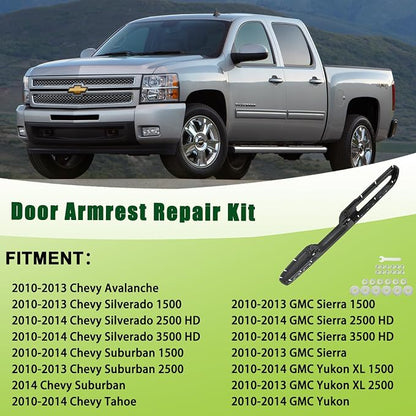80994 Door Armrest Repair Front Left Side Door Panel Handle Black Compatible with 2010-2014 Chevrolet Chevy Silverado Suburban Avalanche Tahoe,GMC Sierra Yukon Replaces 84127280