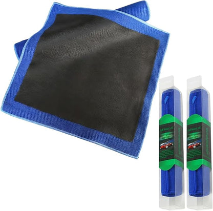 Clay Towel Auto Detailing 2 Pack, Fine Grade Clay Bar Towel for Cars, Removes Overspray & Contaminants from Car Paint, Glass, Enhance Gloss, DIY Detail Products (12"x12", Blue)