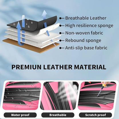 Fit Renegade Car Seat Covers for Jeep Renegade 2015-2024 -Full Set Premium Leather, Waterproof & Breathable，All-Weather Seat Cushion Protecto & Airbag Compatible, 2 Front Seat Pink&Black