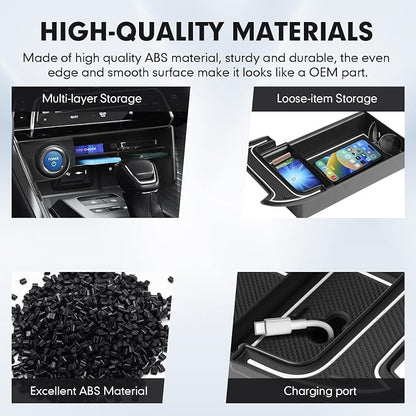 Autorder 2PCS Center Console Organizer for 2021-2024 Toyota Venza Accessories Armrest Storage Box Secondary Insert Tray Center Console Armrest Tray with Nonslip Mats