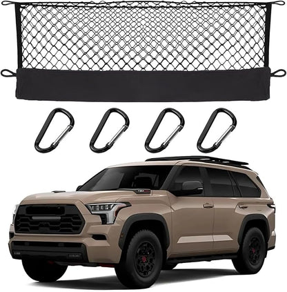 Envelope Style Cargo Net Compatible with Toyota Sequoia 2026 2025 2024 2023 2022 2021 2020 2019 2018 2017 2016 2015 2014 2013-2008 Trunk Car Rear Tailgate Touring Netting
