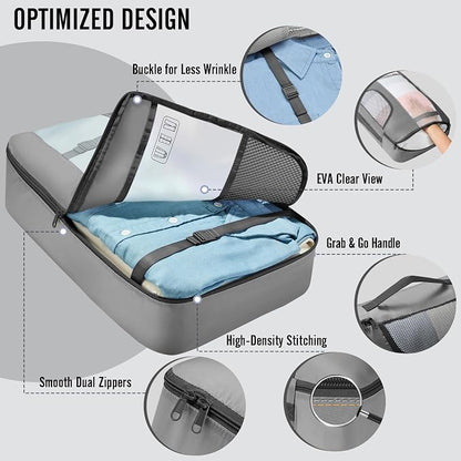 Veken 8 Set Packing Cubes for Travel Essentials, Suitcase Organizer Bags in 4 Sizes, Carry-On Luggage Accessories with Large Laundry & Hanging Toiletry Bag, Must-Have for Airplane, Road Trip & Camping