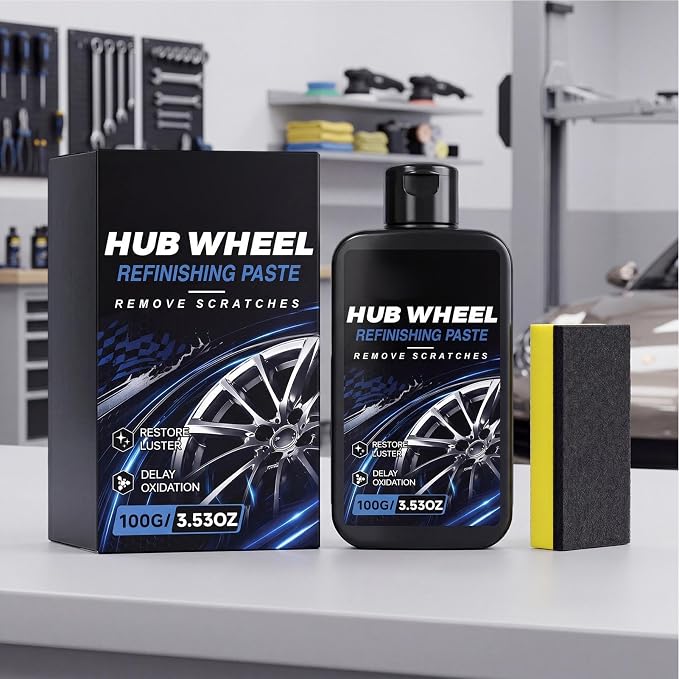 Tire Shine 100g Hub – Durable Gloss Polishing Balm Sponge, Dressing Paste Automotive, Truck Motorcycle SUV RV Sedan | Automotive Truck Motorcycle SUV RV Sedan Home Garage Workshop