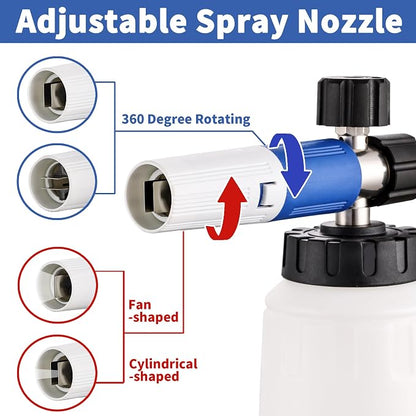 FENG PAI Foam Cannon for Pressure Washer with Dual Connector Accessory & 7 Sprayer Nozzles, Dual Lance Soap Cannon, Double Tip Soap Attachment for Foam Blaster, 1/4" Quick Connect, 3600 PSI (White)
